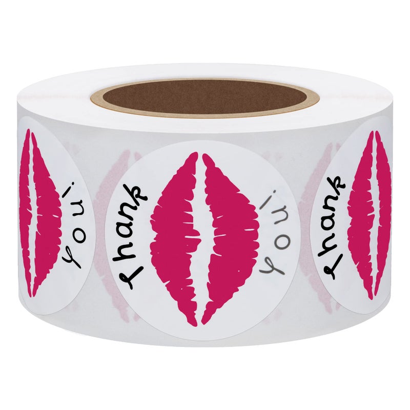 Hybsk Thank You Pink Kissing Lips Envelope Seals Stickers Total 300 Per Roll - Image 3